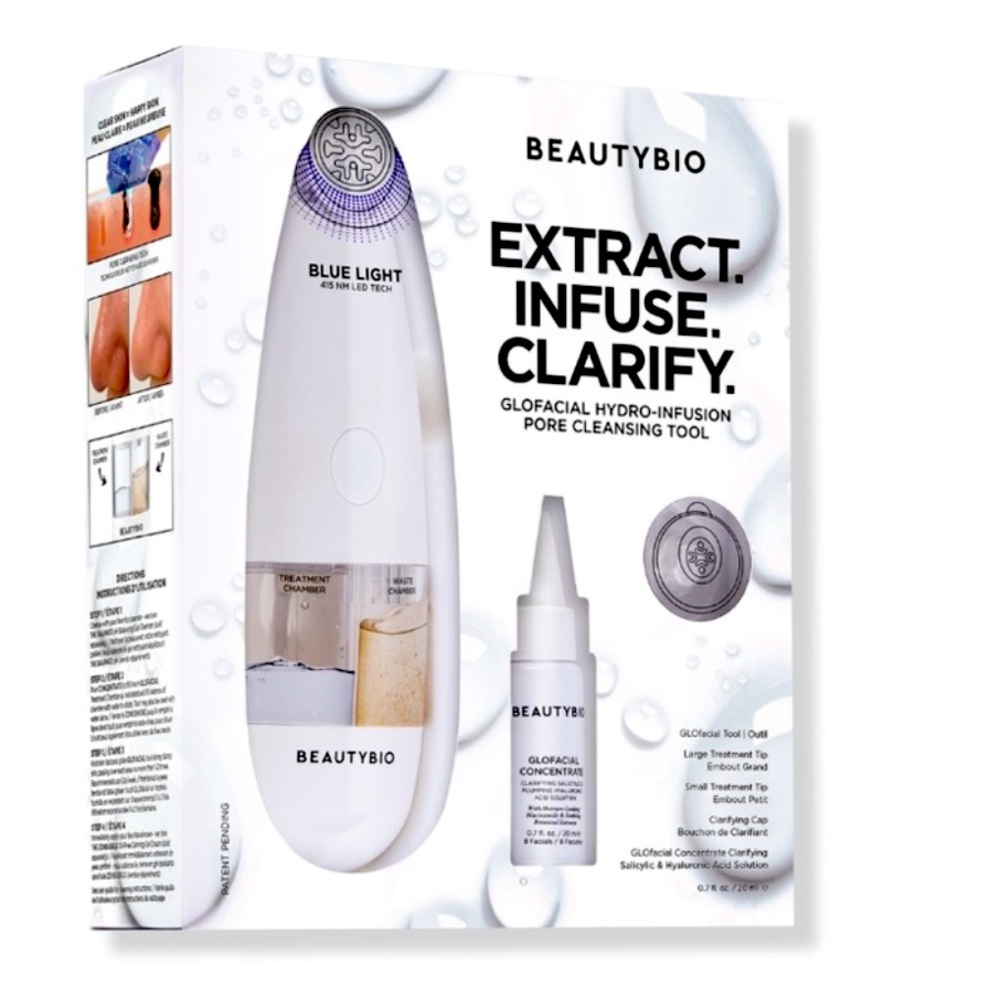 NWT BeautyBio GLOfacial Hydro-Infusion Pore Cleansing + Blue LED Clarifying Tool
